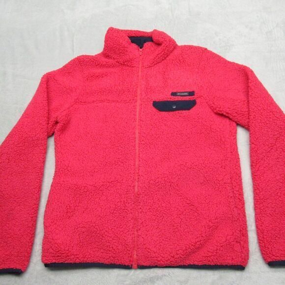 Columbia Jacket Womens Medium Pink Mountain Side Heavyweight‎ Fleece Full Zip - Picture 1 of 15